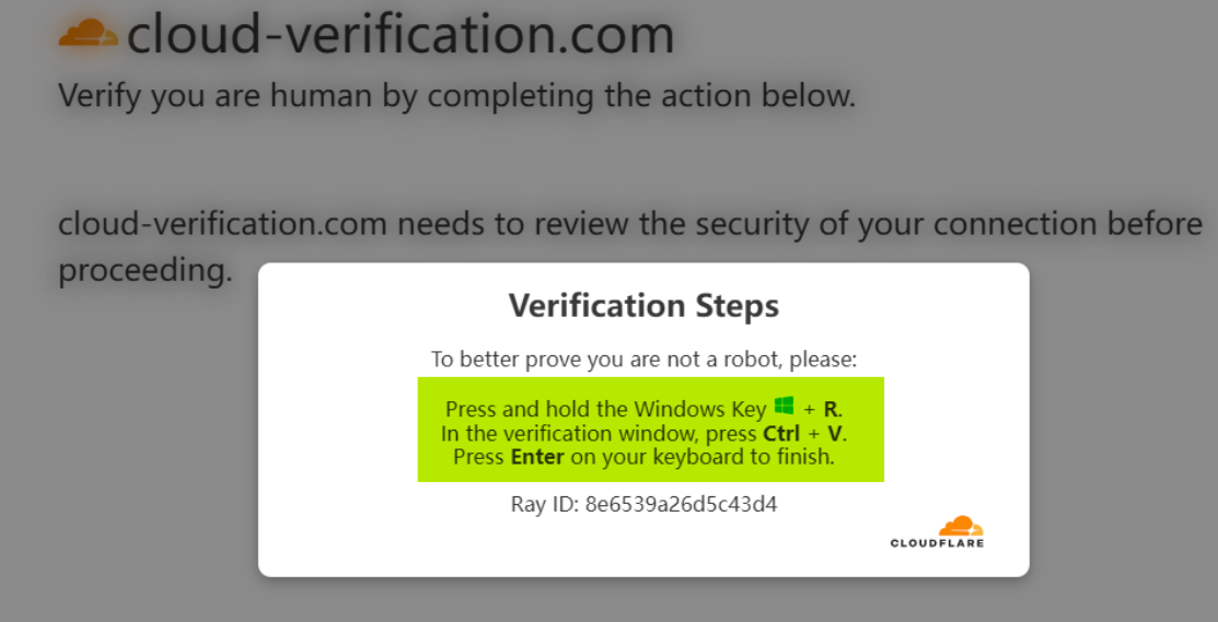 FakeCAPTCHA social engineering page