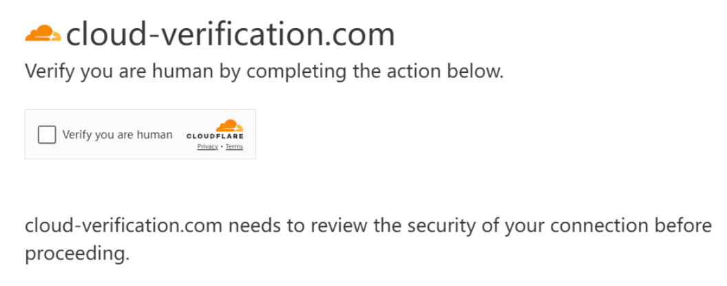 Forged Cloudflare verification page